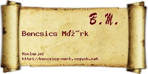 Bencsics Márk névjegykártya