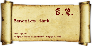 Bencsics Márk névjegykártya